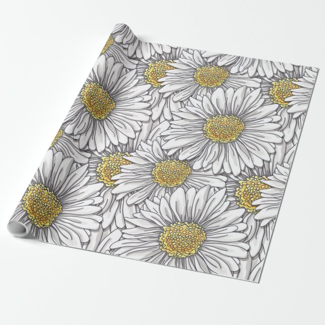 Papel De Presente Daisies (Desenrolado)