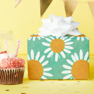 Papel De Presente Daisies Boho Folk Art Inspirado