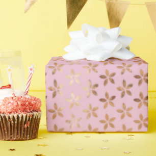 Papel De Presente Daisies de Folha Dourada em Rosa