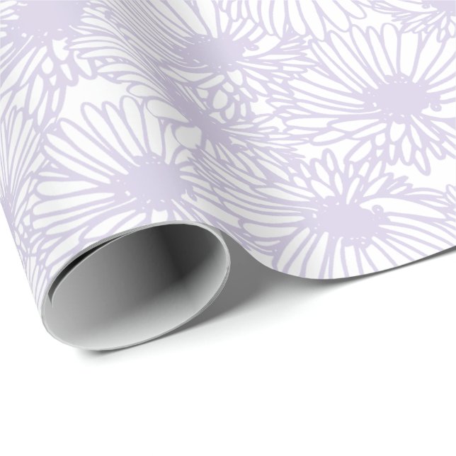 Papel De Presente Daisy Blooms - Lavanda Empoeirada (Ponta do rolo)