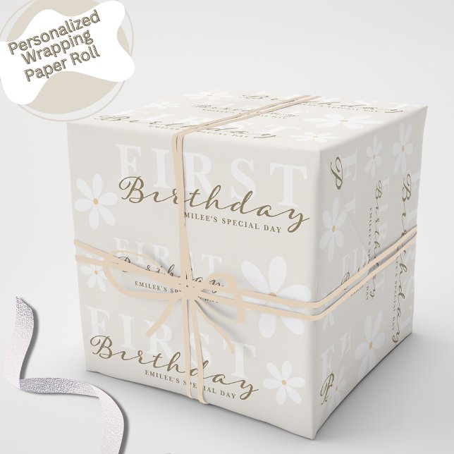 Papel De Presente Daisy First Birthday Themed Party (Criador carregado)