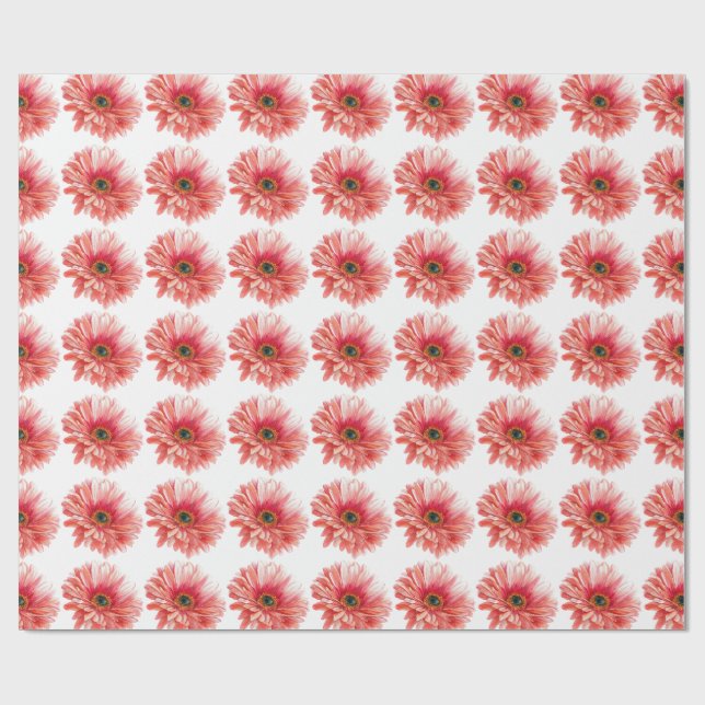 Papel De Presente DAISY FLOWER beautiful watercolor daisies pink  (Aberto)