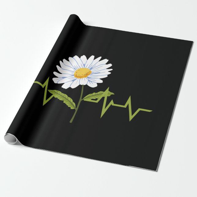 Papel De Presente Daisy Heartbeat (Desenrolado)