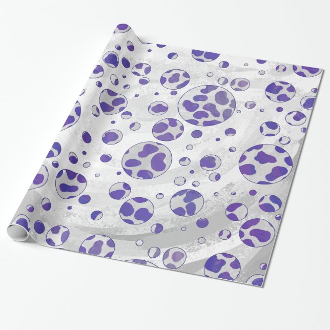Papel De Presente Dalmaciana Purple e Bolinhas Branca (Desenrolado)