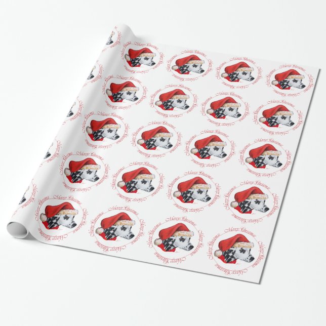 Papel De Presente Dálmata Feliz Natal (Desenrolado)