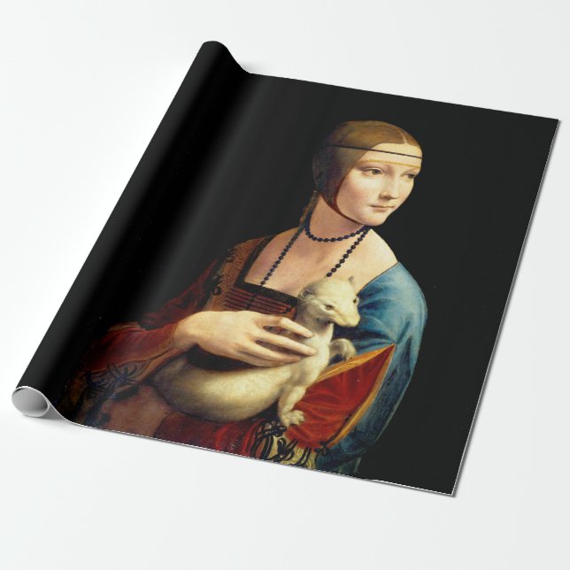 Papel De Presente Dama com Arminho de Leonardo Da Vinci (Desenrolado)