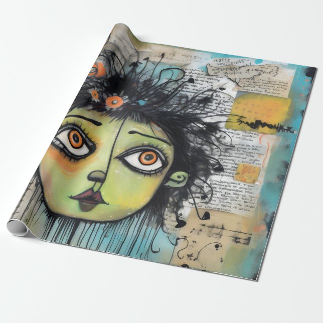Papel De Presente Dama da Arte 29 Encantadora e angustiado (Desenrolado)