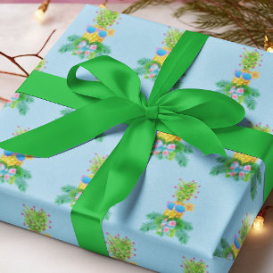 Papel De Presente Dama de Abacate Tropical Cantando Natal Férias