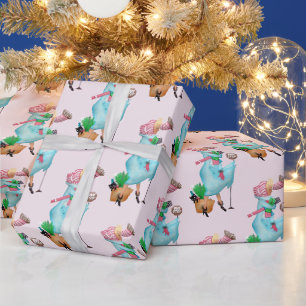 Papel De Presente Dama de Natal Vintage 1950