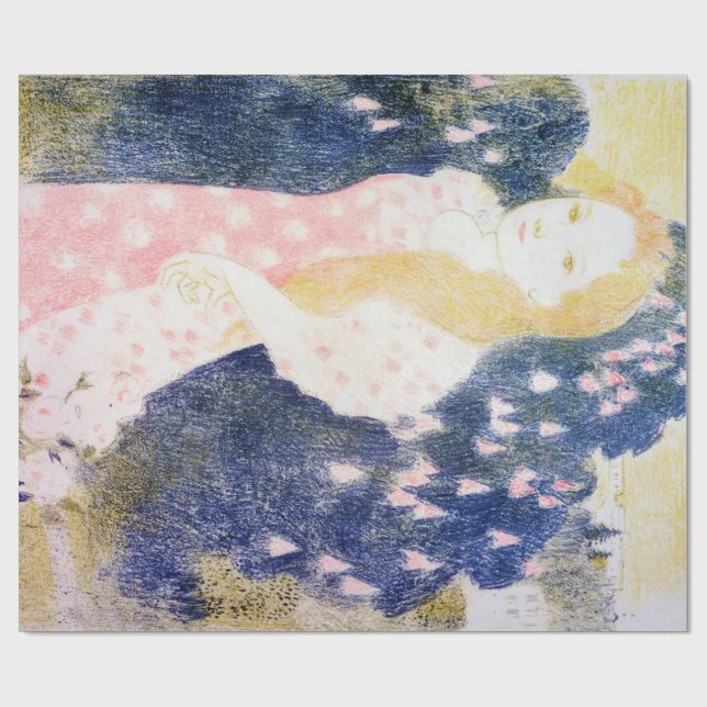 Papel De Presente Dama de Vestido Rosa, Maurice Denis (Aberto)