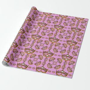 Papel De Presente Dama Lilac rosa rosa-rosa dos Corações da Rainha D