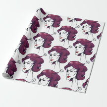 Dama Pirata Violeta Mulher Cabelo Roxo Desenho Art