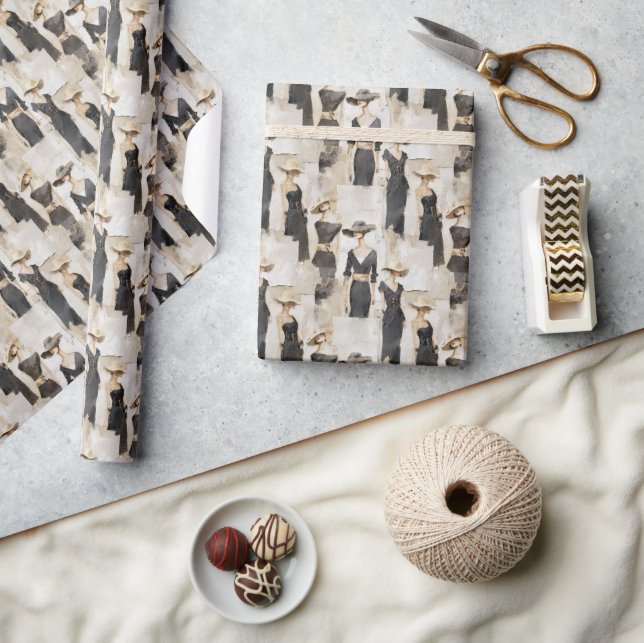 Papel De Presente Damas de Découpage Antigo com Chapéus de Abas Larg (Artesanato)