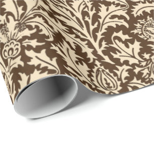 Papel De Presente Damasco do cardo de William Morris, Taupe Tan &