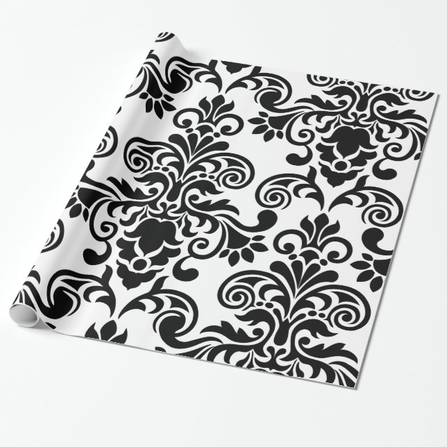 Papel De Presente Damasco floral modelado (Desenrolado)