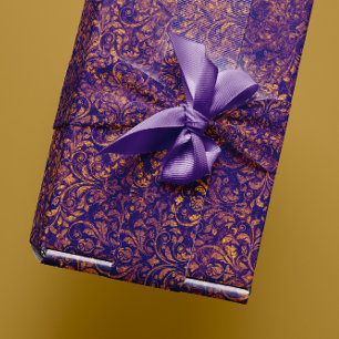 Papel De Presente Damasco real ouro roxo esmagado de Plumbrella de