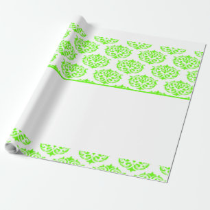Papel De Presente Damasco Victoriano Verde em branco