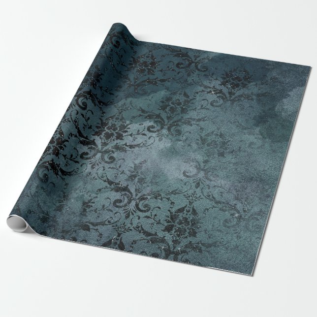 Papel De Presente Damask Antigo Distorcido Grunge (Desenrolado)