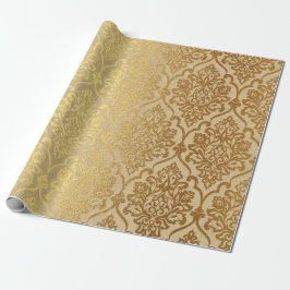Papel De Presente Damask Kraft Dourado Natural Antonietta Elegan