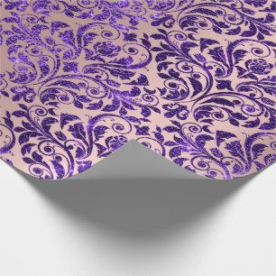 Papel De Presente Damask Royal Purple Ametyst Violet Blush Rosa