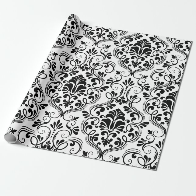 Papel De Presente Damask sem costura (Desenrolado)