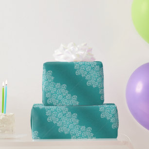 Papel De Presente Damask Turquoise Wraping Paper