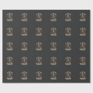 Papel De Presente Dança de Esqueleto de Halloween Abóbora de Outono