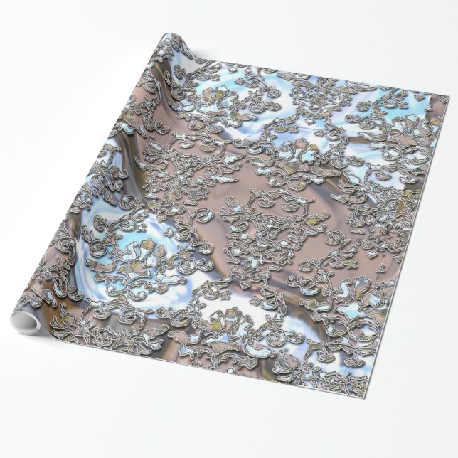 Papel De Presente Dança de Fluxo de Damasco (Desenrolado)