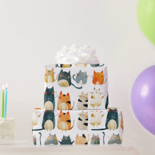 Papel De Presente Dançando gatos coloridos