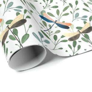 Papel De Presente Dançarinas Dragonfles Cheerful Summer Leaf Pattern