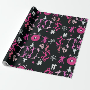 Papel De Presente Dançarino Rosa Decor Doméstico Padrão