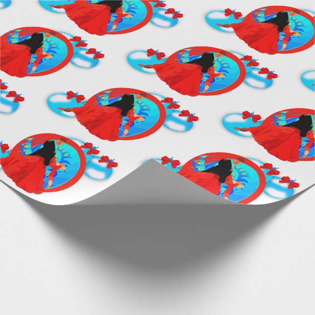 Papel De Presente Dançarinos do salão de baile com ornamento e Natal (Ponta)