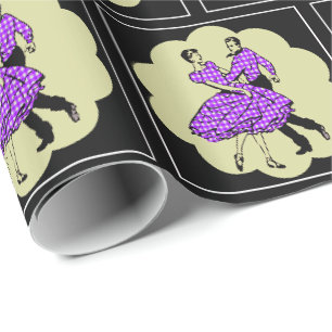 Papel De Presente Dançarinos quadrados do país Vestindo Roxo