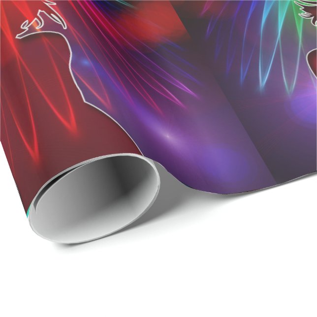 Papel De Presente Dancer Silhouette Com Luzes Neon (Ponta do rolo)