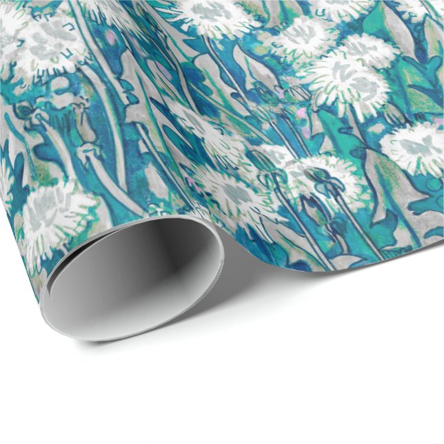 Papel De Presente Dandelion Bloom Summer Flowers Floral Patterno Tea (Ponta do rolo)