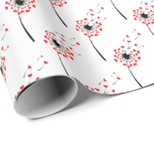 Papel De Presente dandelion vermelho do coração