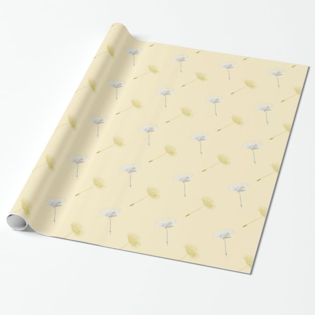 Papel De Presente Dandelion Yellow Peach Floway Birthay (Desenrolado)