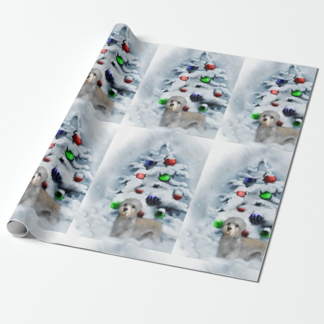 Papel De Presente Dandie Dinmont Terrier Christmas (Desenrolado)