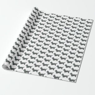 Papel De Presente Dandie Dinmont Terrier Dog Silhouette Y&B White