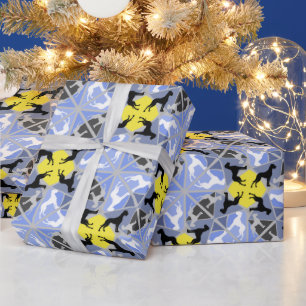 Papel De Presente Danes Azuis Amarelos Grandes