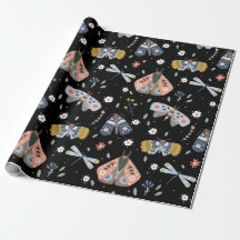 Dark Academia Moth Floral em preto