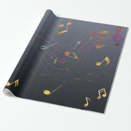 Papel De Presente Dark Blue Elegant Music Notes