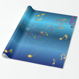 Papel De Presente Dark Blue Gradient Elegant Music Notes