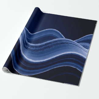 Papel De Presente Dark Blue Wave Pattern – Modern Elegant Gift