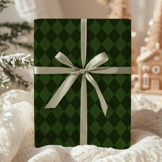 Papel De Presente Dark Green Argyle Wrapping Paper (Criador carregado)