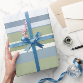 Papel De Presente Dark Pastel Blue and Spring Rain Stripes