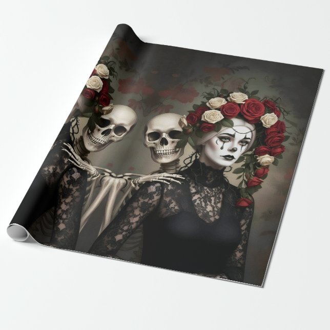 Papel De Presente Dark Romantic Gothic Design (Desenrolado)