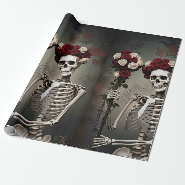 Papel De Presente Dark Romantic Gothic Design (Desenrolado)