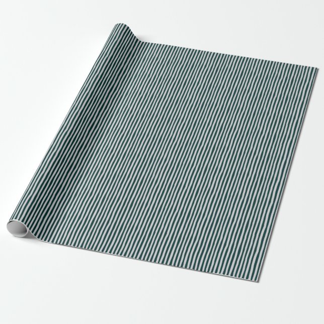 Papel De Presente Dark Teal & Light Gray Wonky Stripes (Desenrolado)