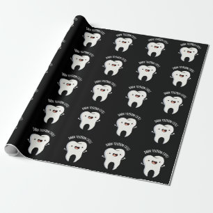 Papel De Presente Darn Tooth in Cute Funny Tooth Pun Dark BG